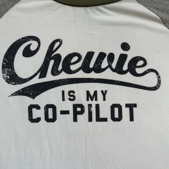 Chewie Is My Copilot Womens Licensed Starwars Raglan Slv Baseball T-Shirt Size S - Picture 9 of 10